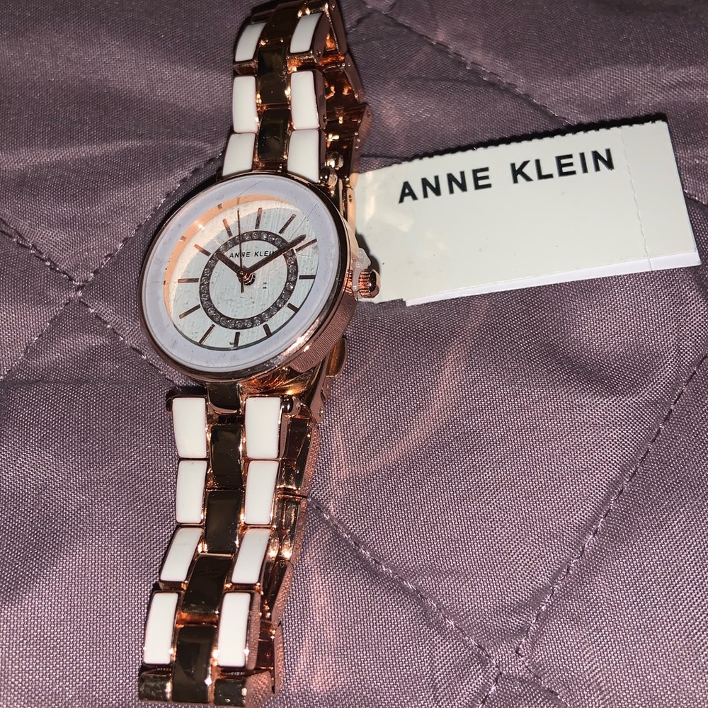 New With Tags: Anne Klein Rose Gold Stainless Steel Diamond Watch, flawless!